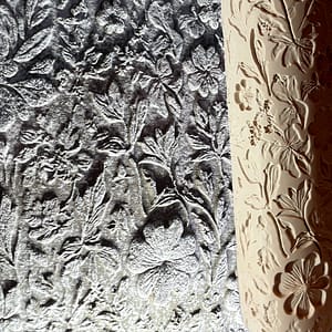 225mm LARGE Flora Meadow2 clay pottery texture roller - multi level depth and repeatable pattern